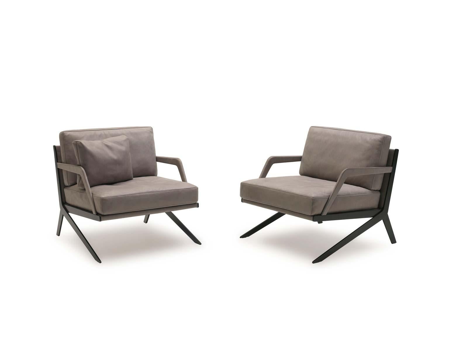 Pair of De Sede DS-60 Armless Chairs Brown Leather and Polished Stainless Steel 3