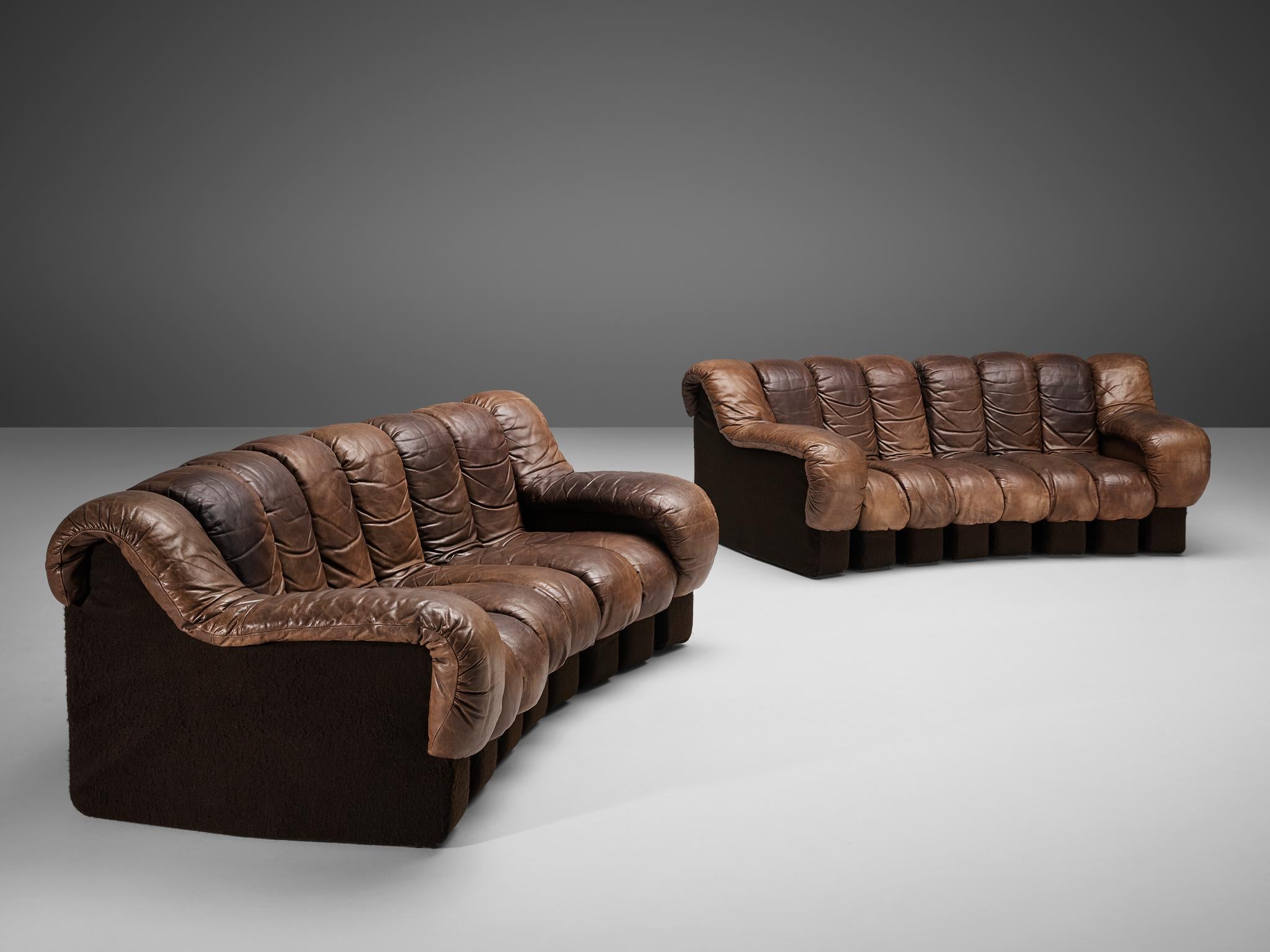 Pair of De Sede DS-600 Sofas in Brown Leather 5