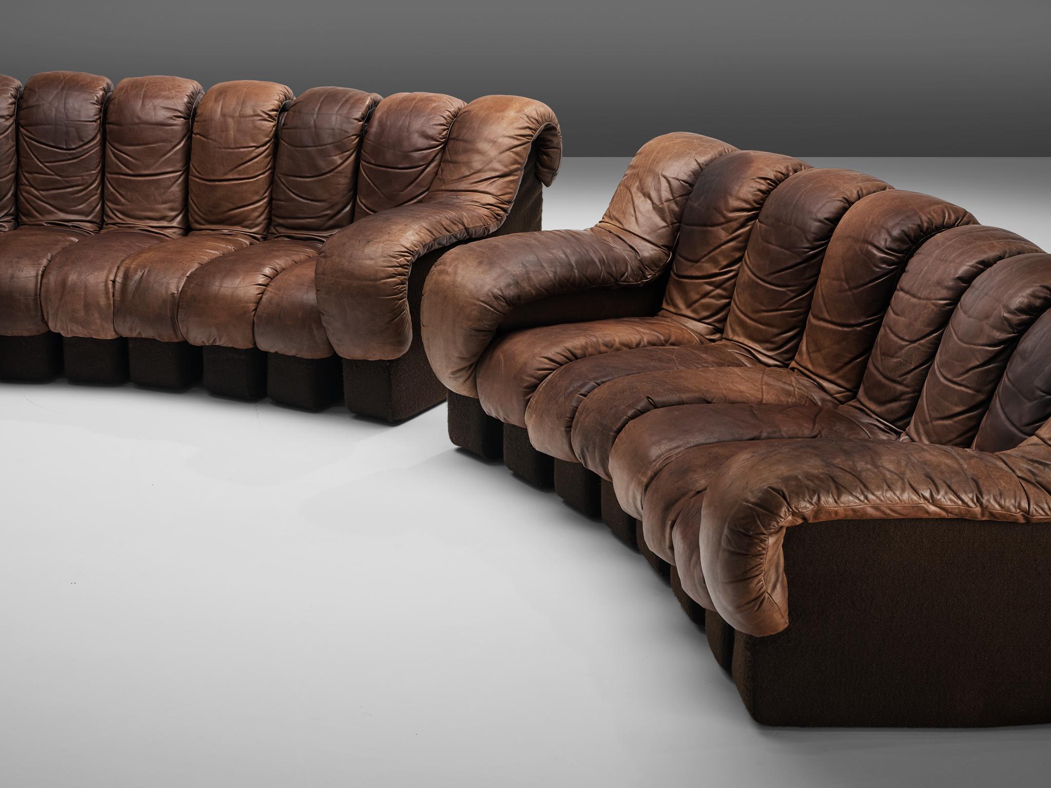 Pair of De Sede DS-600 Sofas in Brown Leather 1