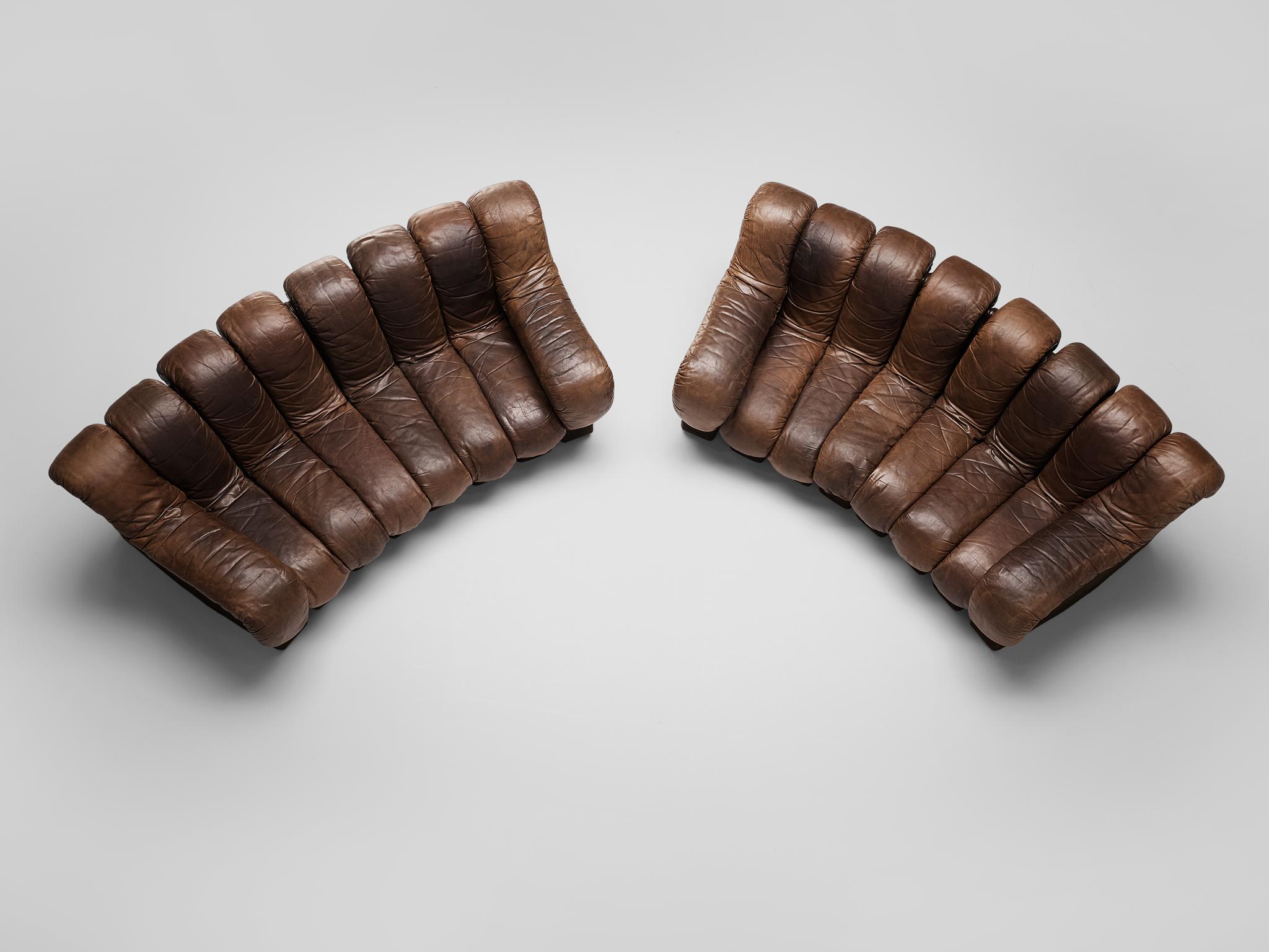 Pair of De Sede DS-600 Sofas in Brown Leather 3