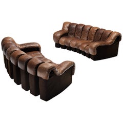Pair of De Sede DS-600 Sofas in Brown Leather