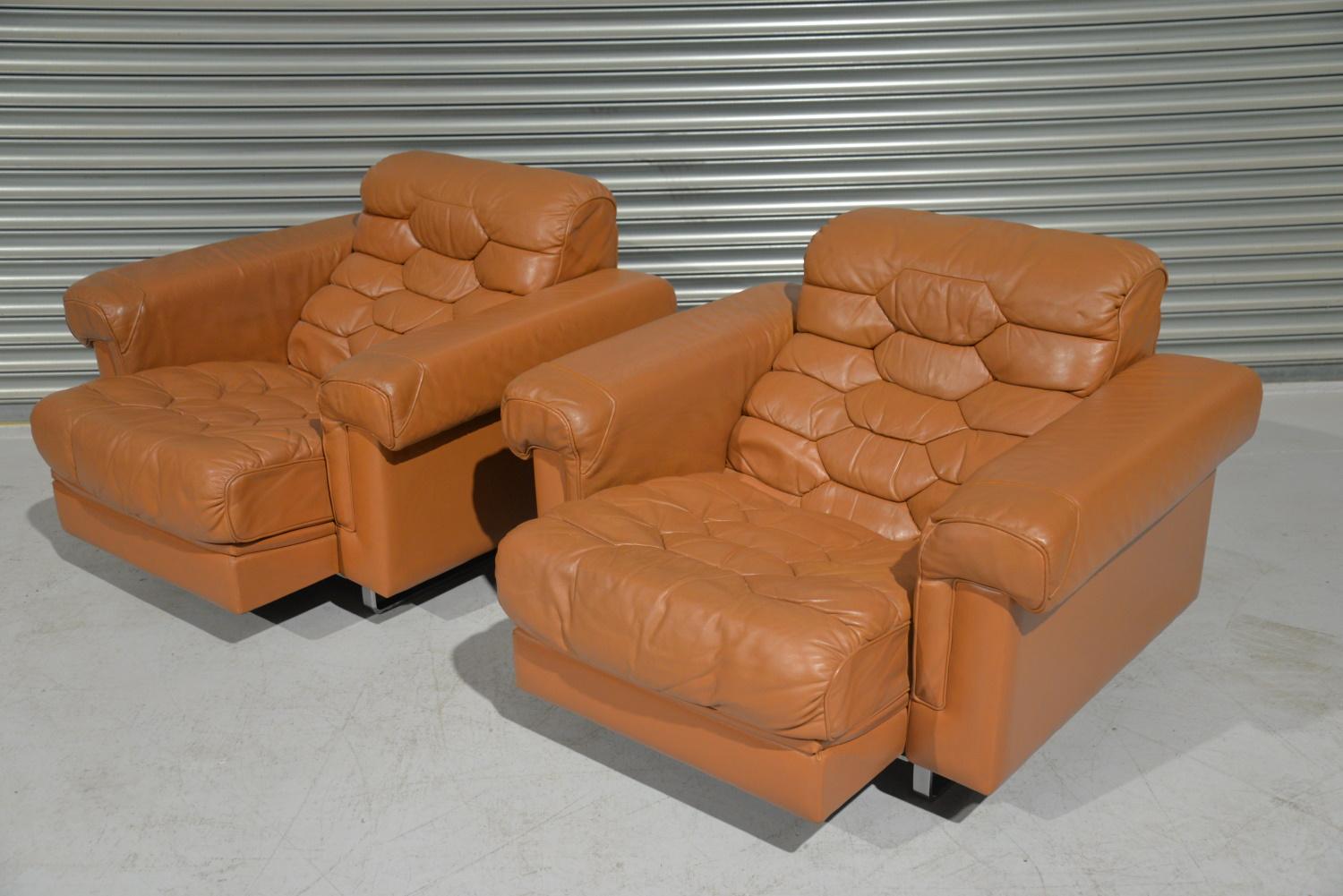 Mid-Century Modern Pair of De Sede DS-P Leather Armchairs by Robert Haussmann, Switzerland, 1971 For Sale