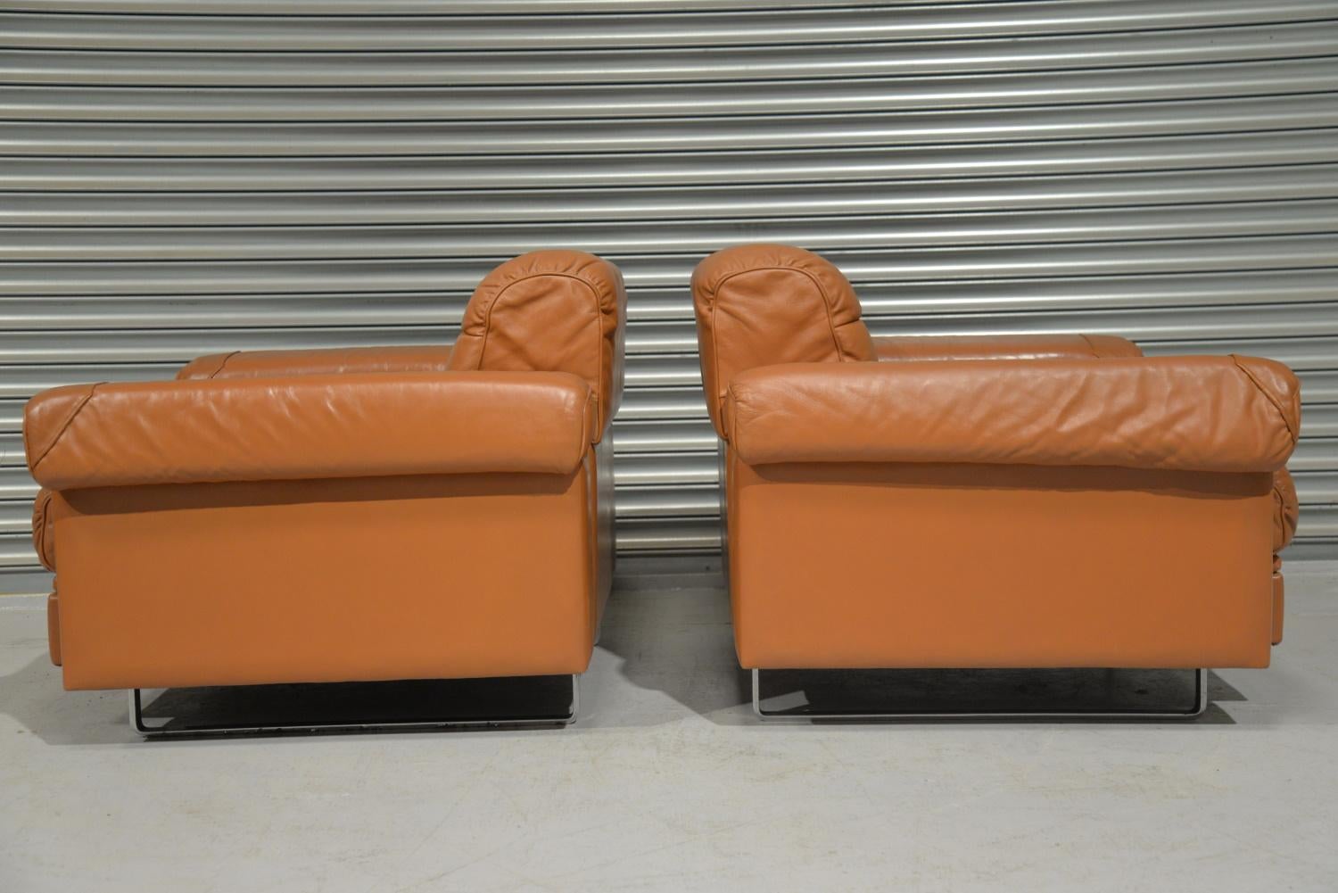 Pair of De Sede DS-P Leather Armchairs by Robert Haussmann, Switzerland, 1971 In Good Condition For Sale In Fen Drayton, Cambridgeshire