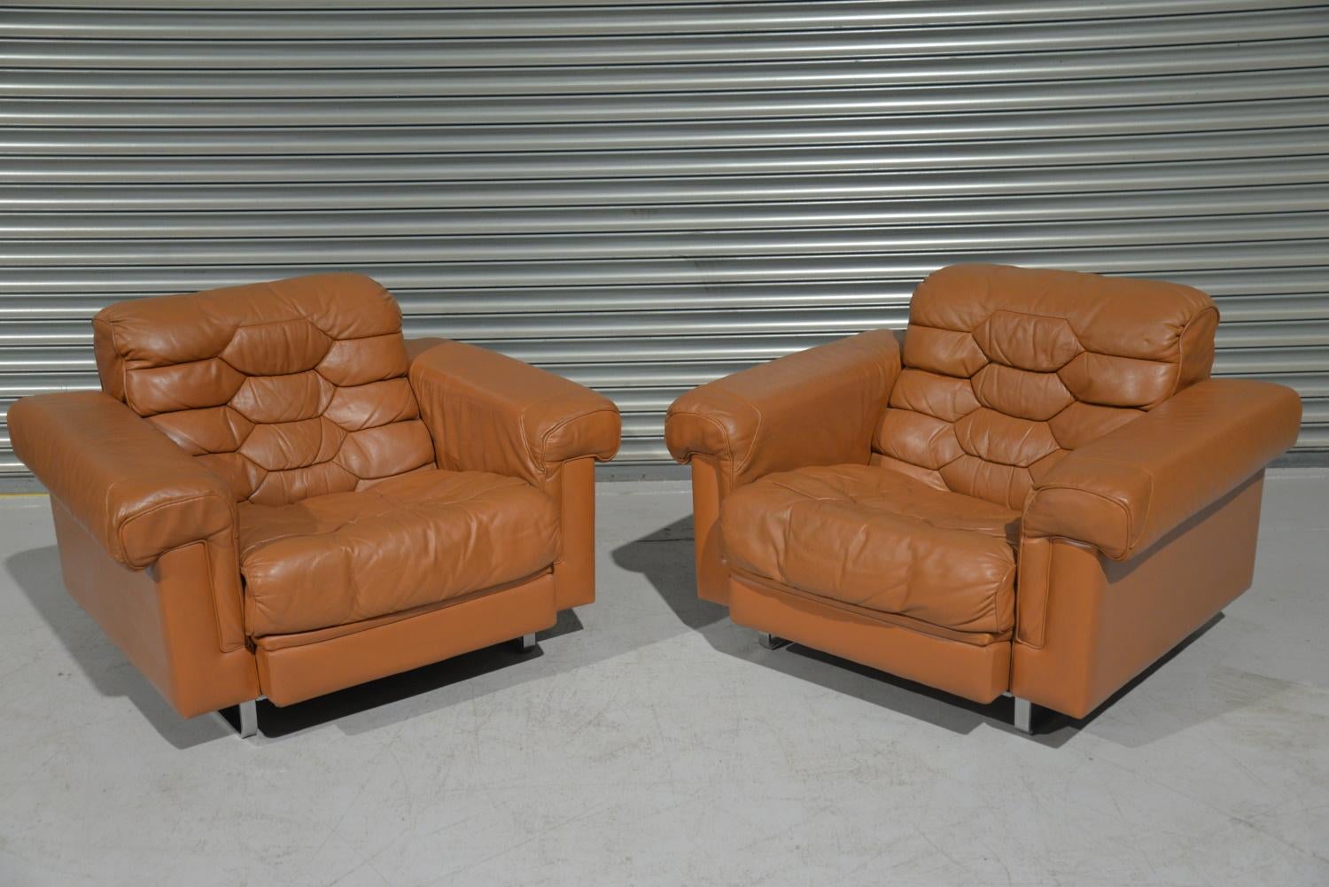 Pair of De Sede DS-P Leather Armchairs by Robert Haussmann, Switzerland, 1971 For Sale 1