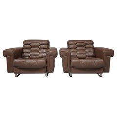 Pair of De Sede DS-P Leather Armchairs by Robert Haussmann, Switzerland, 1971