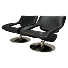 Coppia di poltrone De Sede DS255/01 - in pelle nera