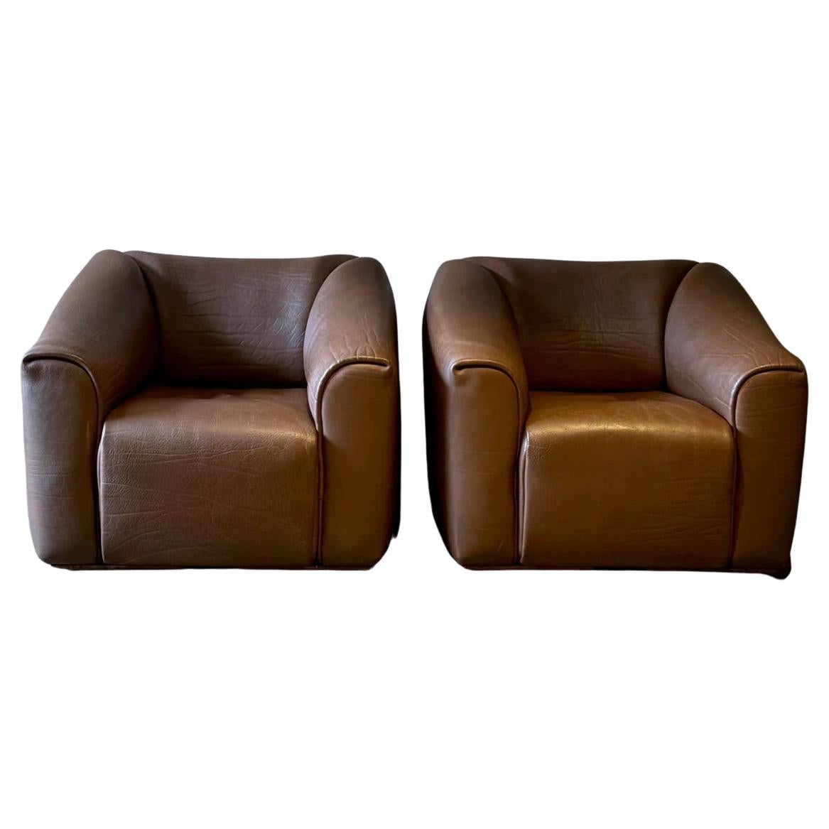 Paar De Sede-Loungesessel mit Ottomane
