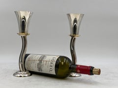 Pair of De Vecchi Sterling Silver Goblets Kiddush Cups in Modern Style