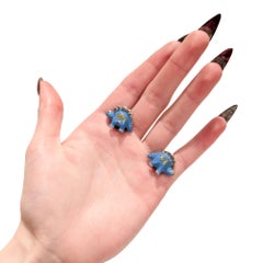 Pair of Deakin & Francis Sterling Silver & Enamel Stegosaurus Dinosaur Cufflinks