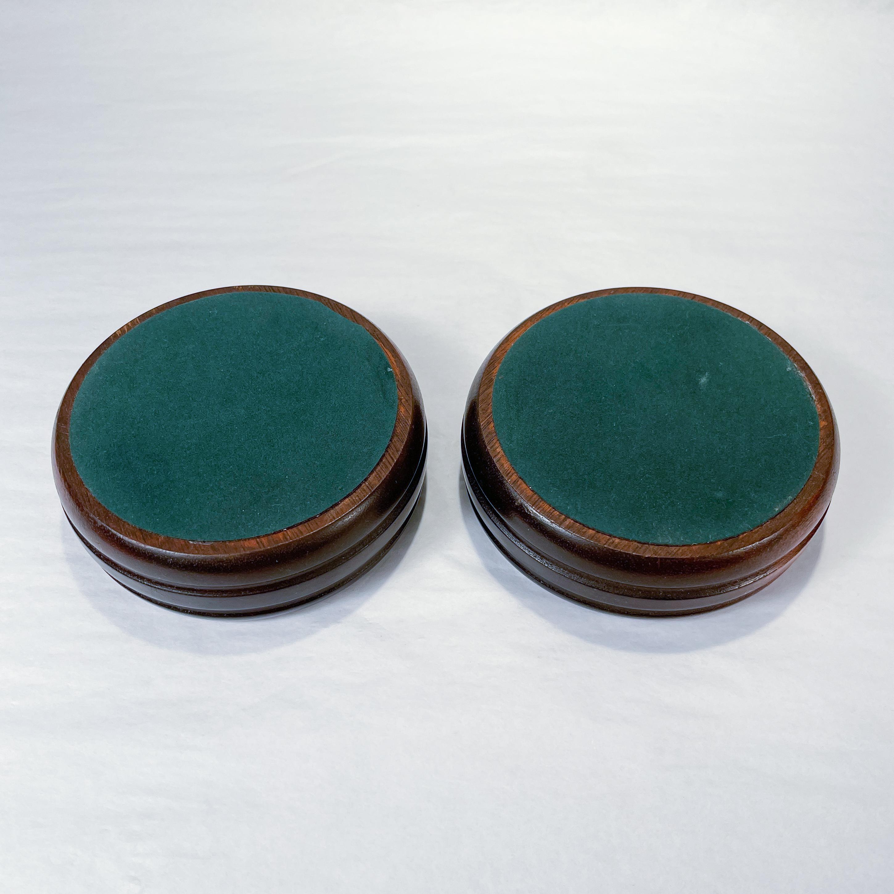 Pair of Deakin & Francis Turned Mahogany and Sterling Silver Wine Coasters 6