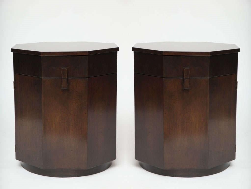 Mid-Century Modern Pair of Decagon Dry Bar Cabinets by Harvey Probber  For Sale
