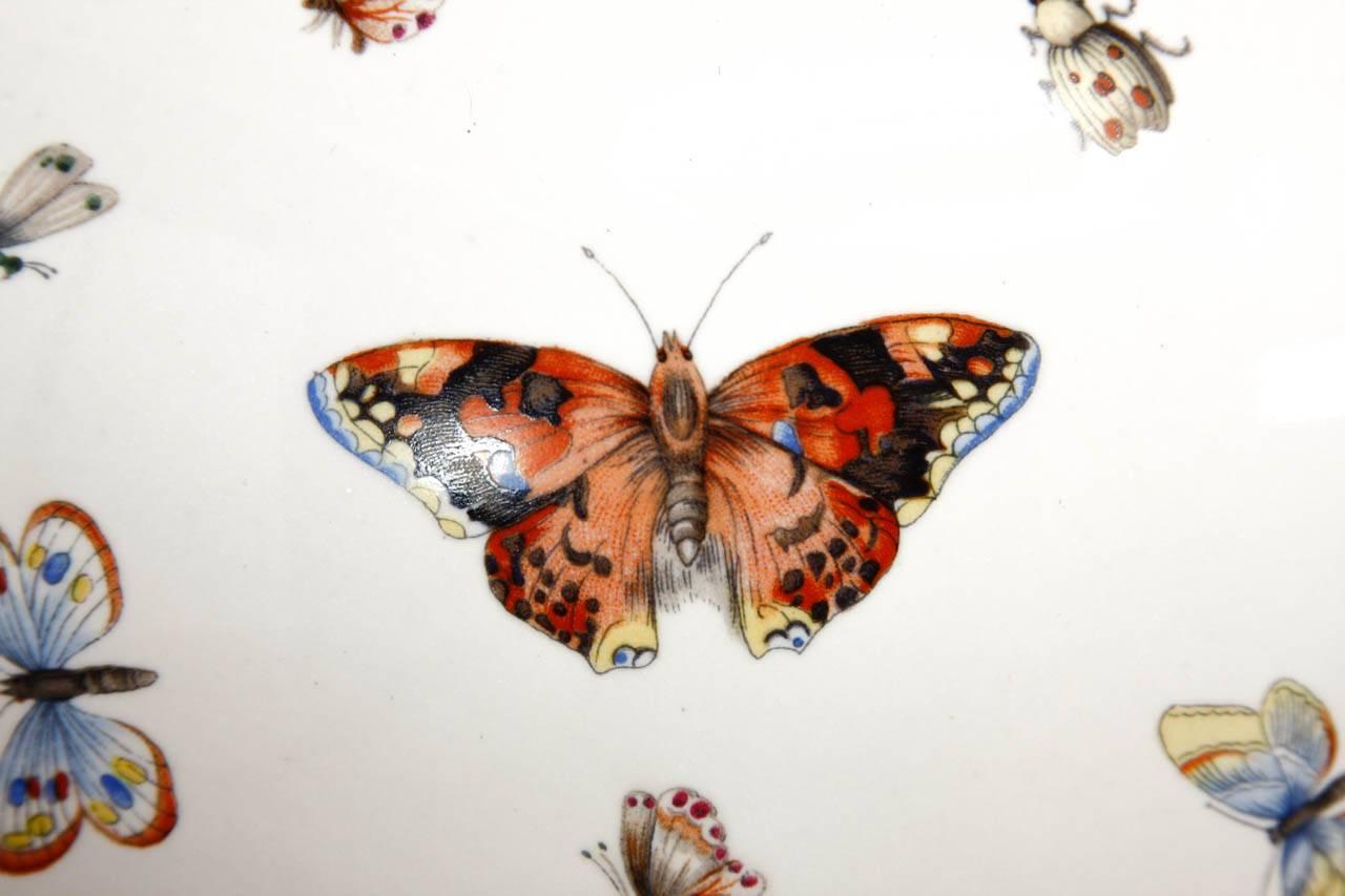 Pair of Decalcomania Style Butterfly Specimen Porcelain Table Lamps 3
