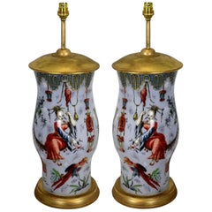 Pair of Declamania Hand Painted Orientalist Table Lamps