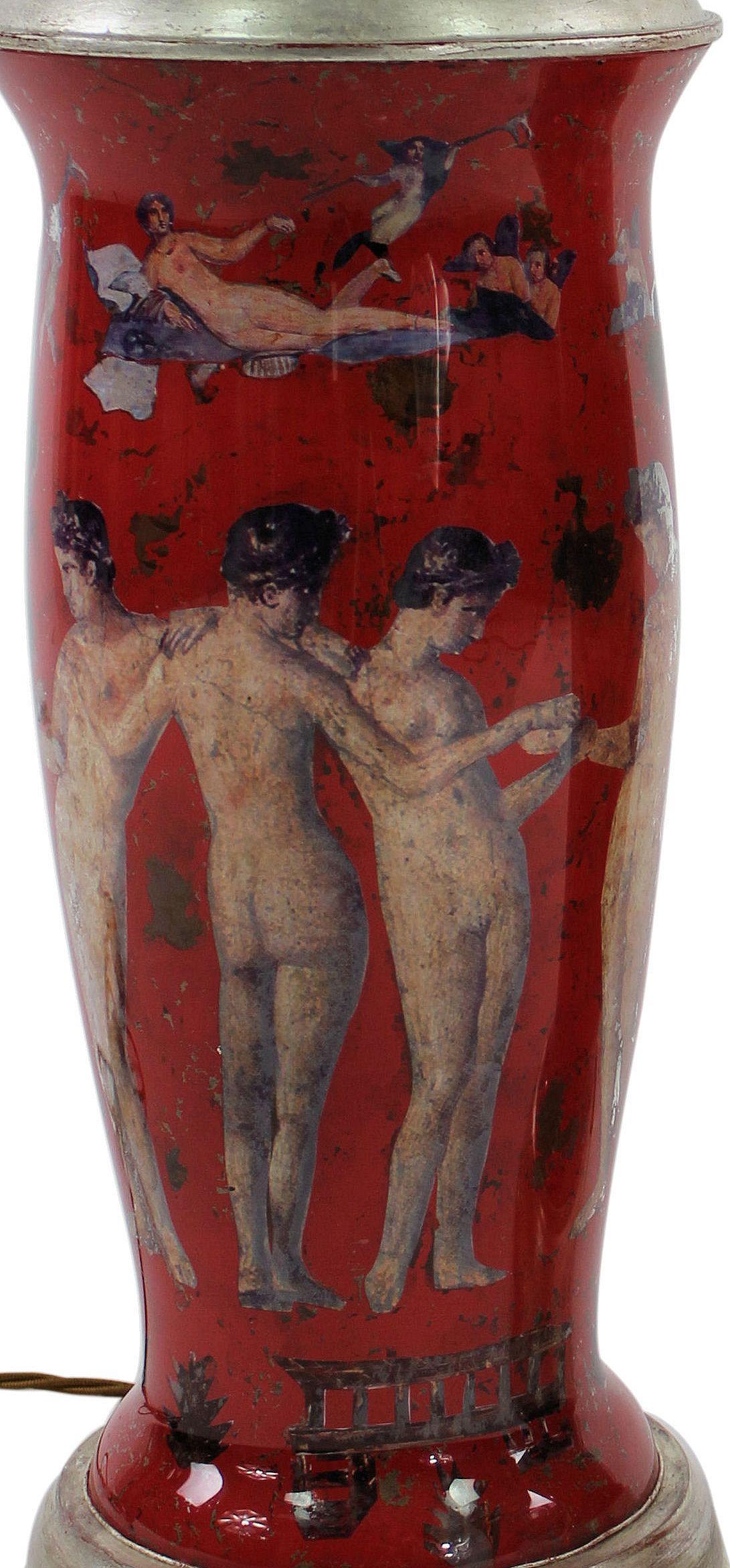 Pair of Declamania Lamps Depicting Pompeian Scenes In Excellent Condition In Kent, Dover