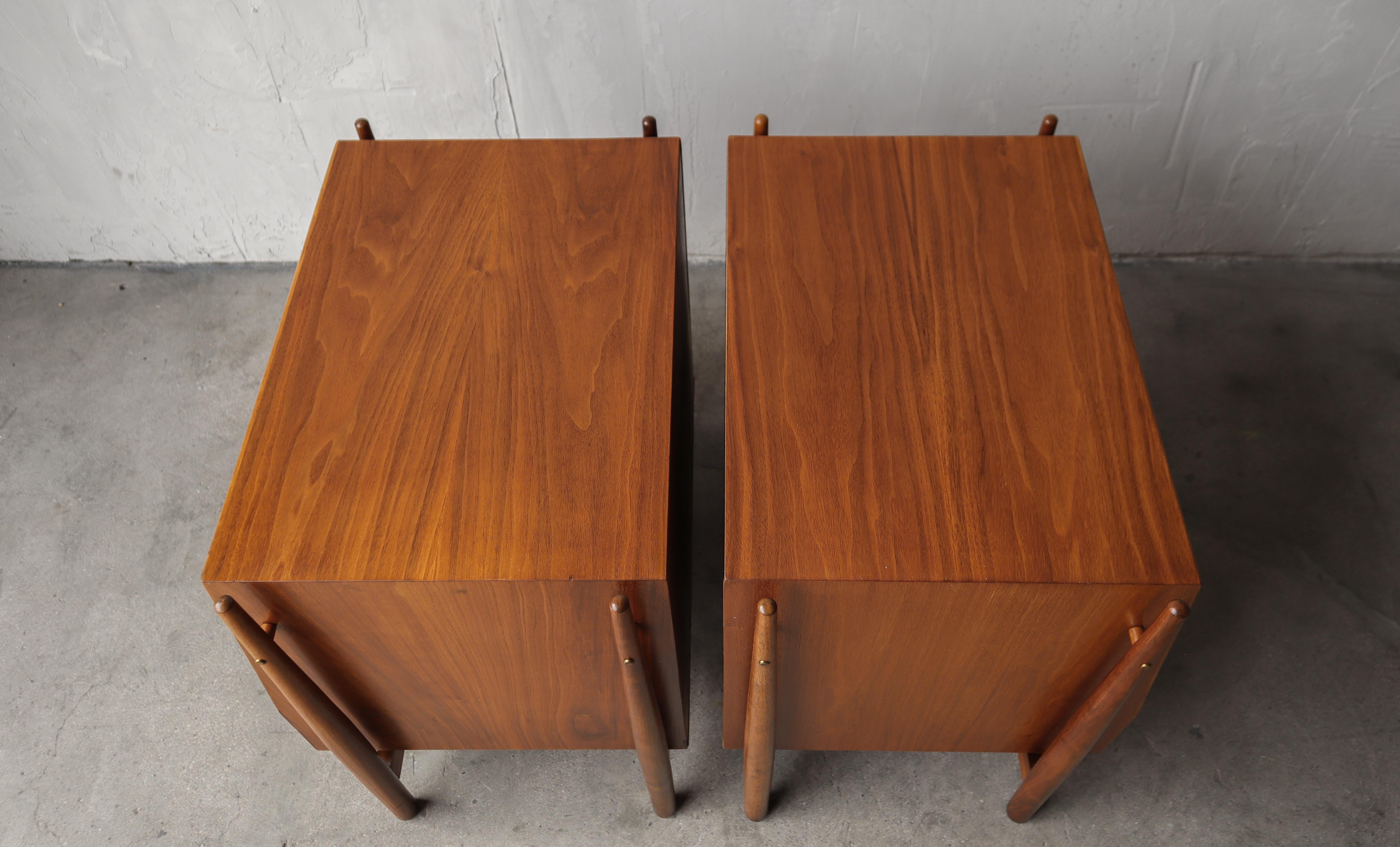Walnut Pair of Declaration Nightstands by Kipp Stewart for Drexel For Sale