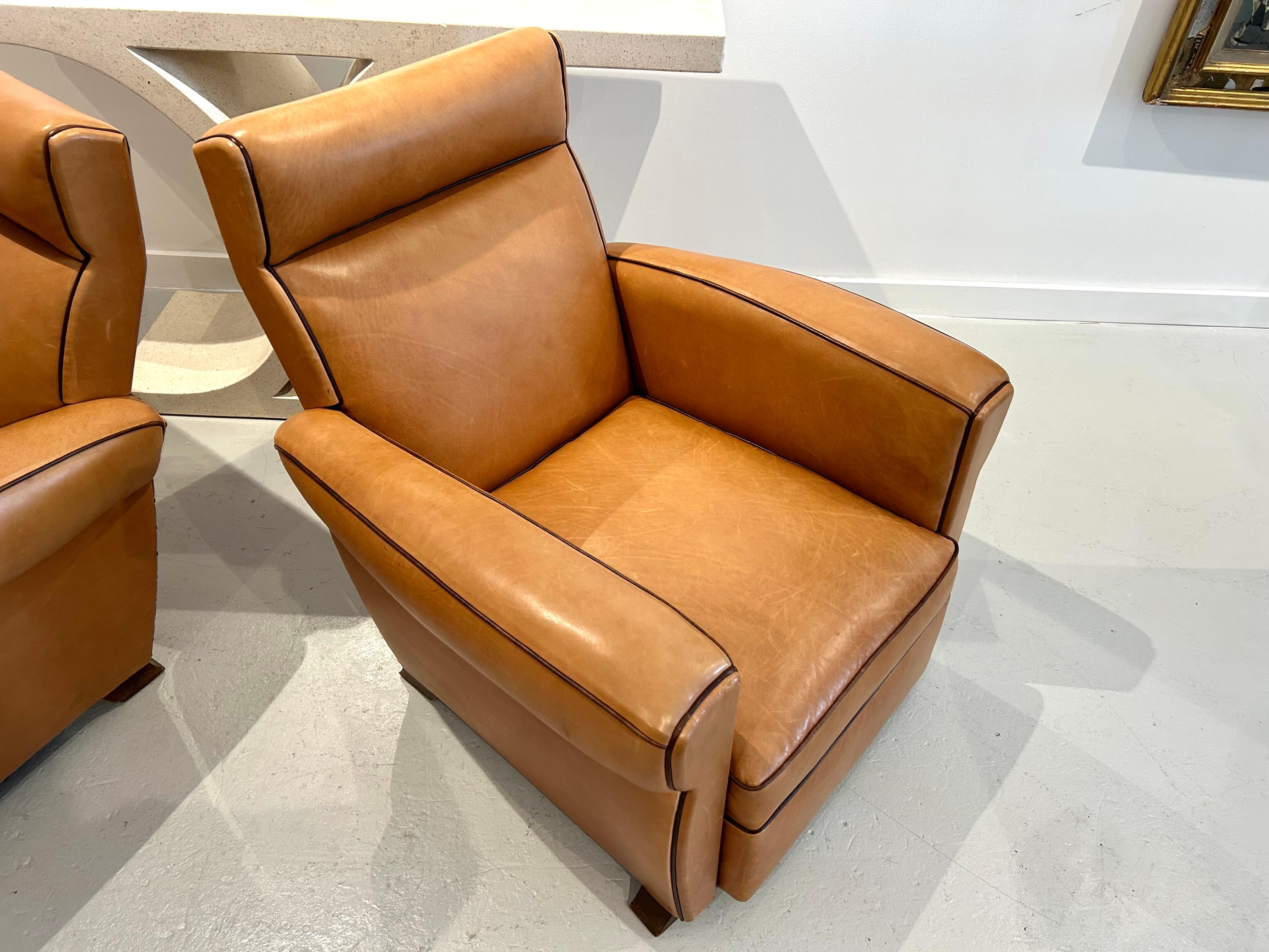Pareja de Sillas Club Deco de Cuero en venta 7