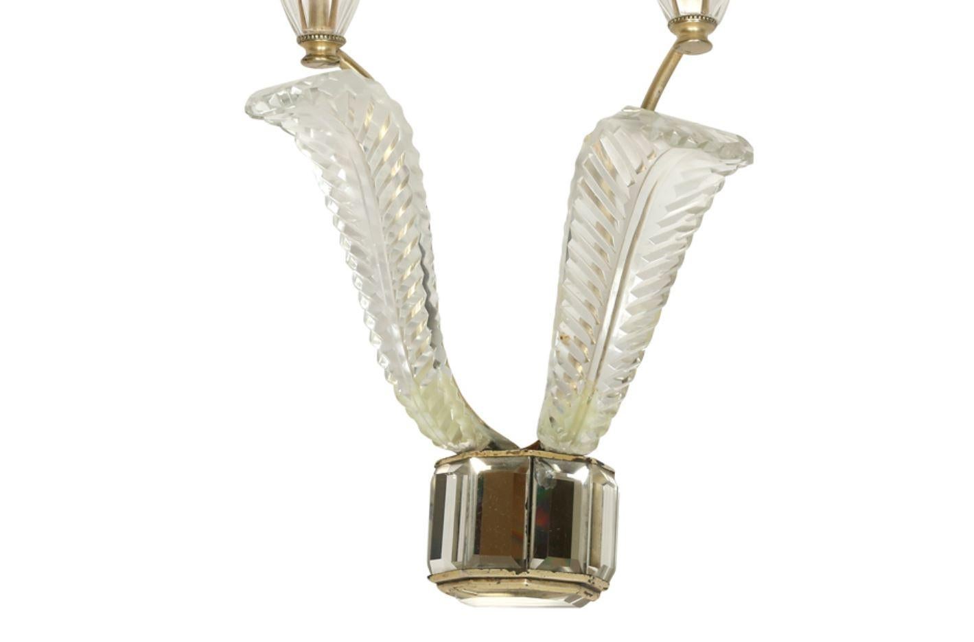 American Pair of Deco Crystal Two Arm Jansen Style Sconces For Sale