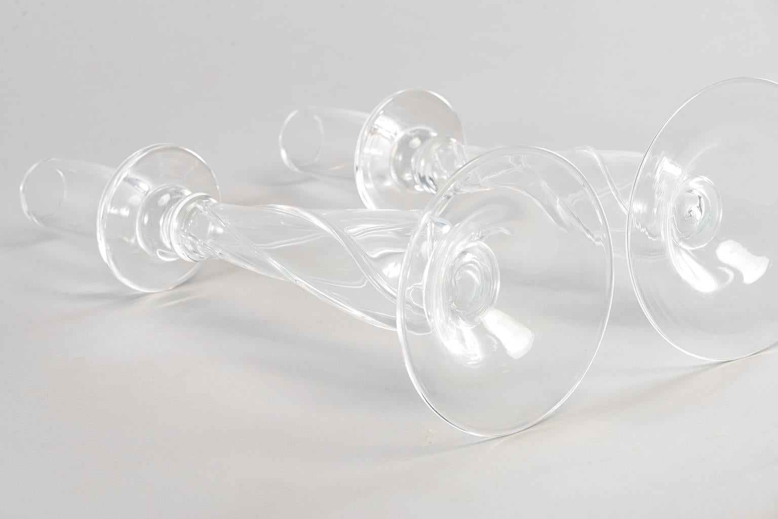 italien Paire de chandeliers en verre transparent Barovier&Toso d'époque déco en vente
