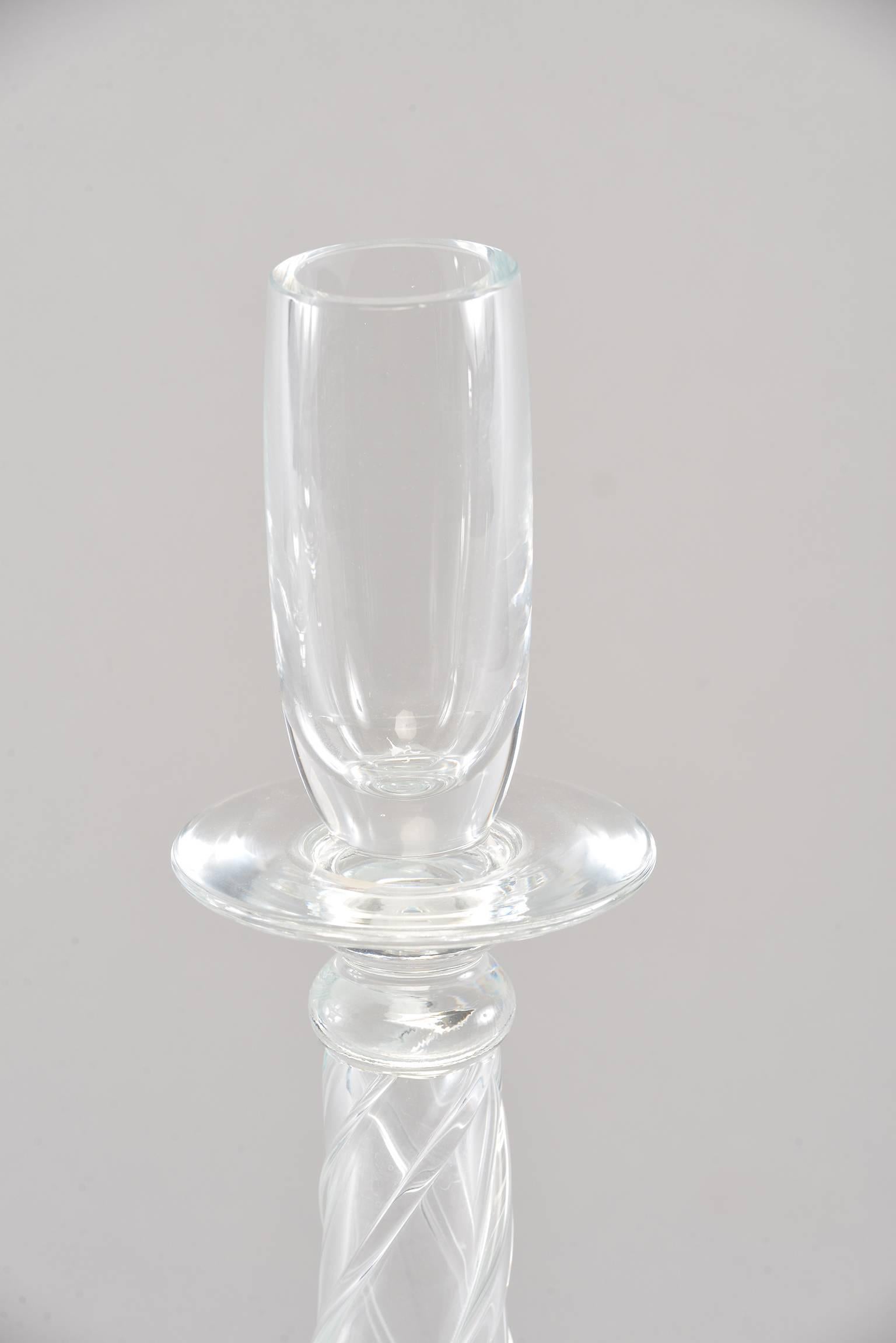 20ième siècle Paire de chandeliers en verre transparent Barovier&Toso d'époque déco en vente