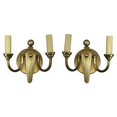 Pair of Deco French Brass Sconce