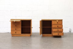 Pair of Deco Nightstands or Side Tables with Glass Tops