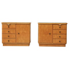 Pair of Deco Nightstands or Side Tables with Glass Tops