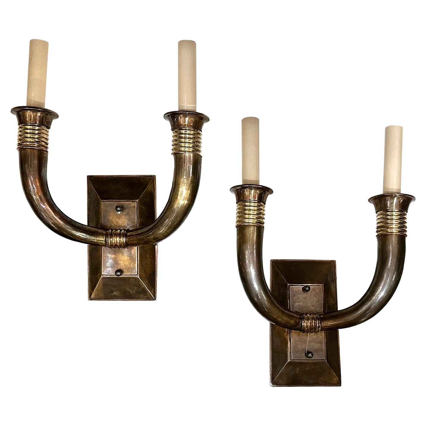 Pair of Deco Style Sconces For Sale