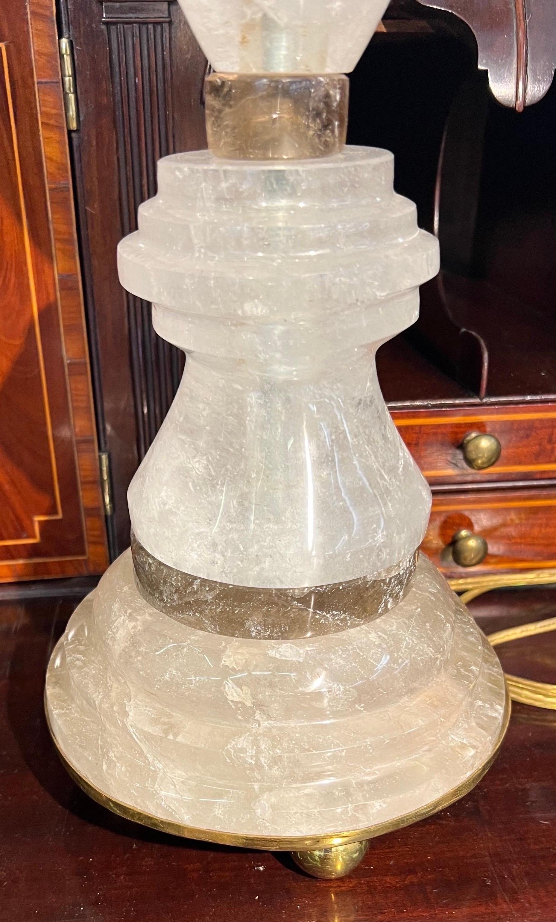 Art Deco Pair of Deco style Rock crystal lamps  For Sale