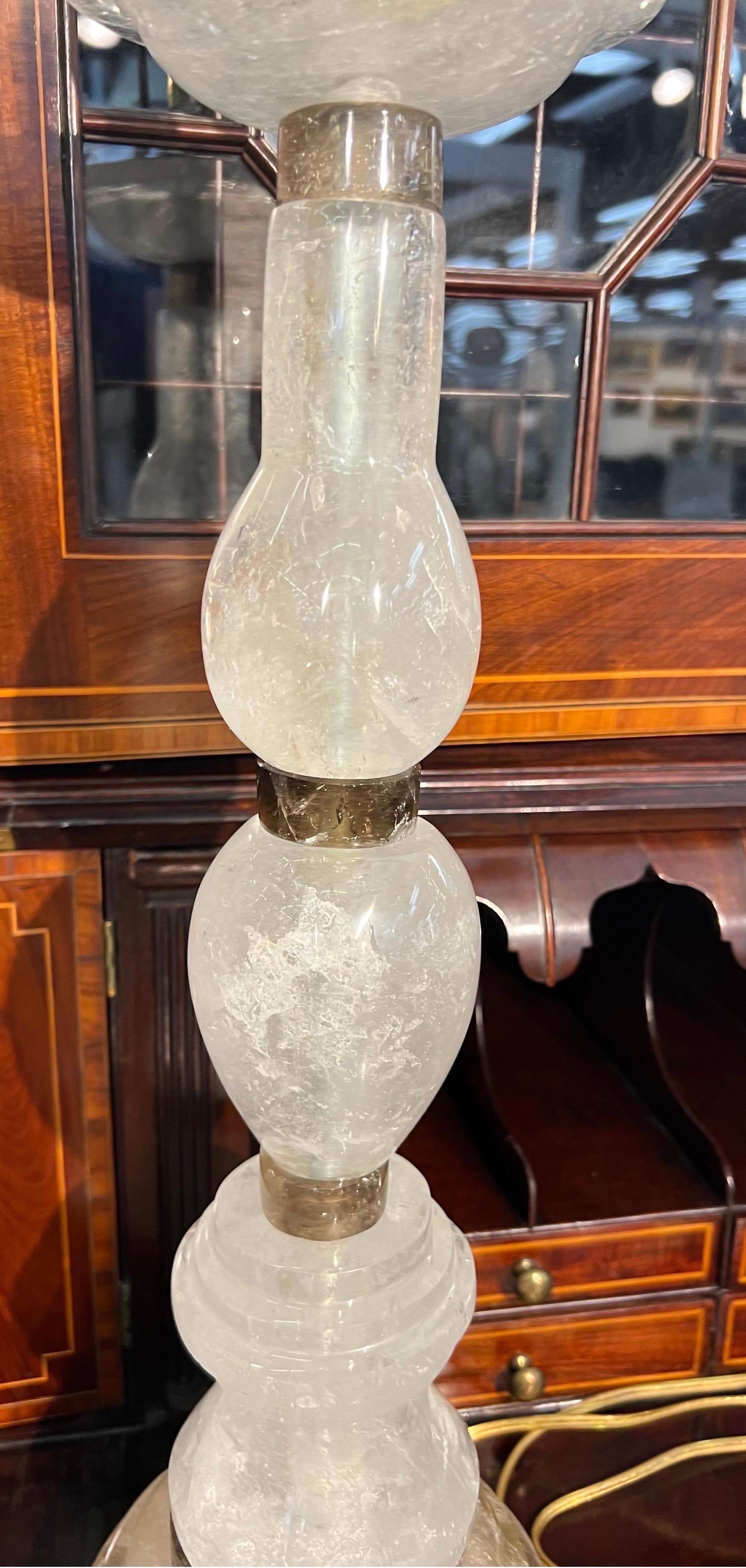 Pair of Deco style Rock crystal lamps  In Good Condition For Sale In Charleston, SC