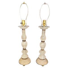 Pair of Deco style Rock crystal lamps