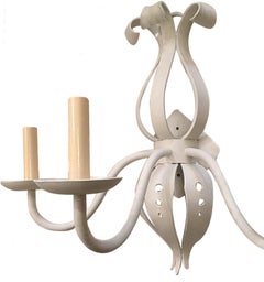 Pair of Large White Plaster Washed Sconces