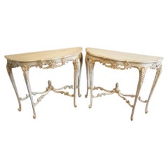 Antique Pair of decorated French console tables