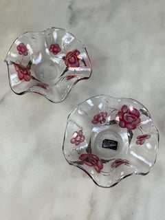 Pair of Decorated Murano Crystal Ashtrays/pocket trays, Italy, 1960s