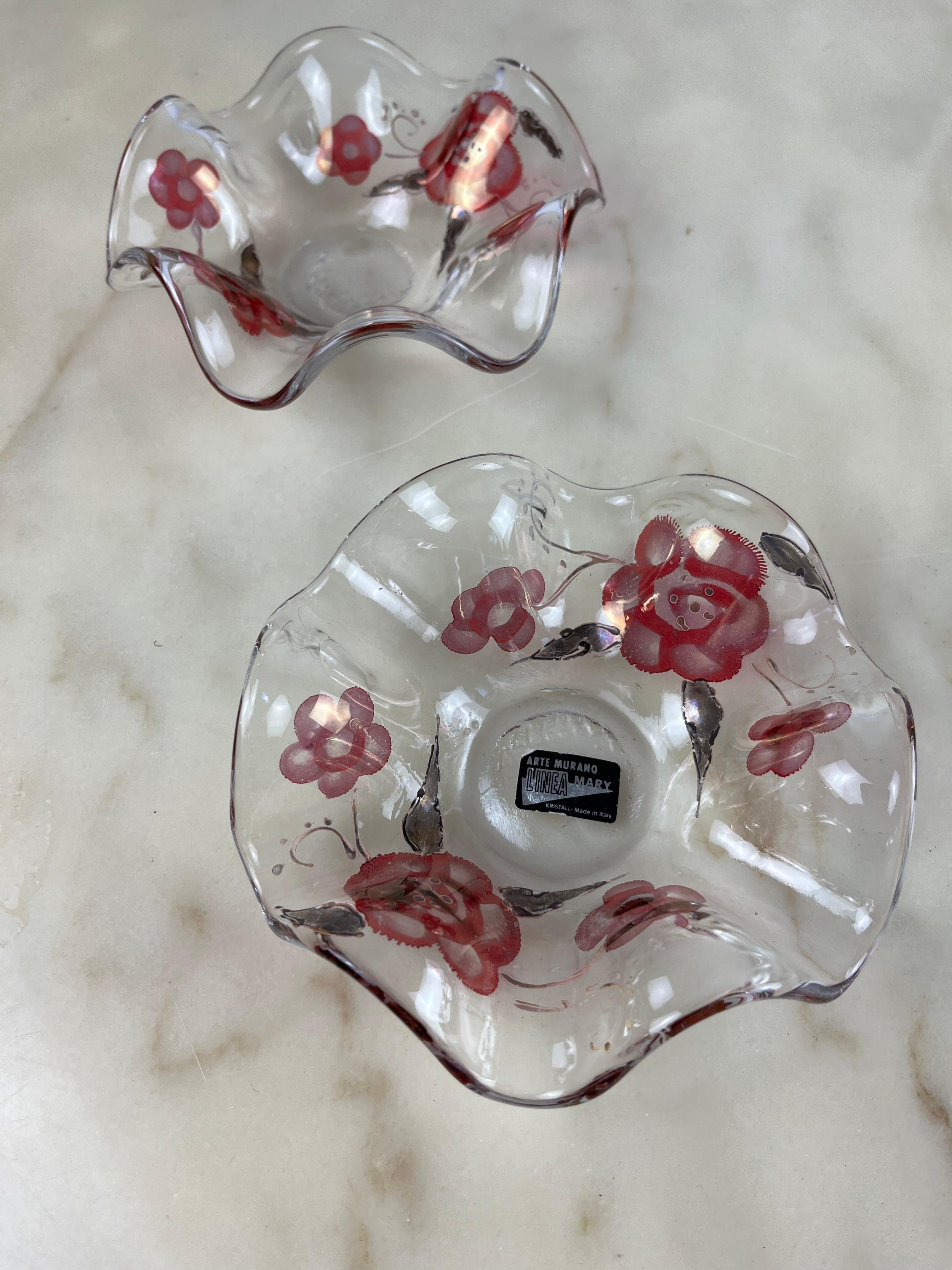 Pair of Decorated Murano Crystal Ashtrays/pocket trays, Italy, 1960s For Sale 2