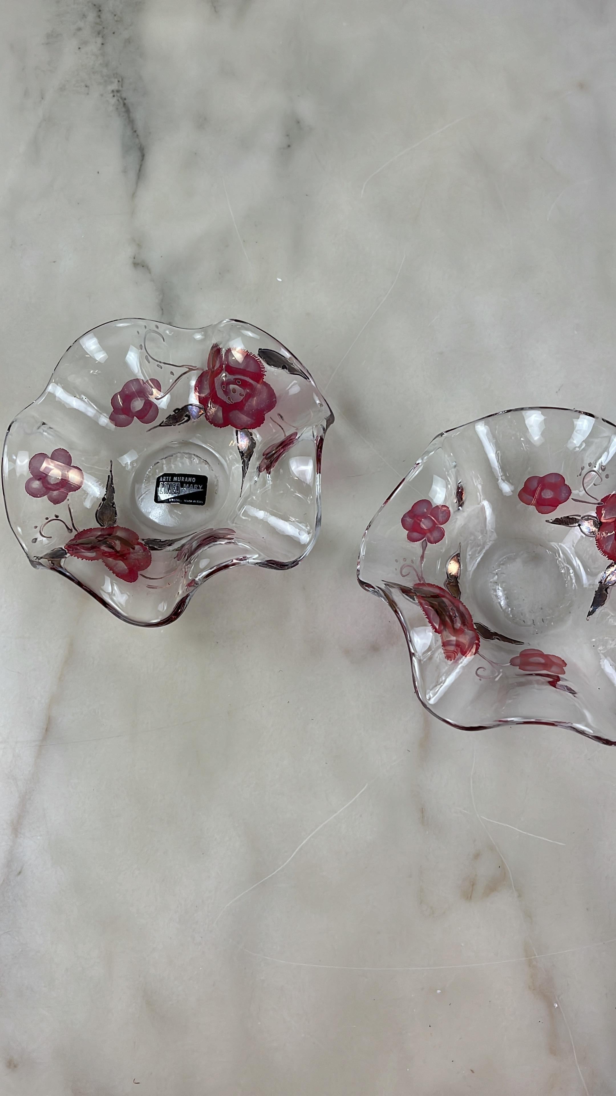 Pair of Decorated Murano Crystal Ashtrays/pocket trays, Italy, 1960s For Sale 3
