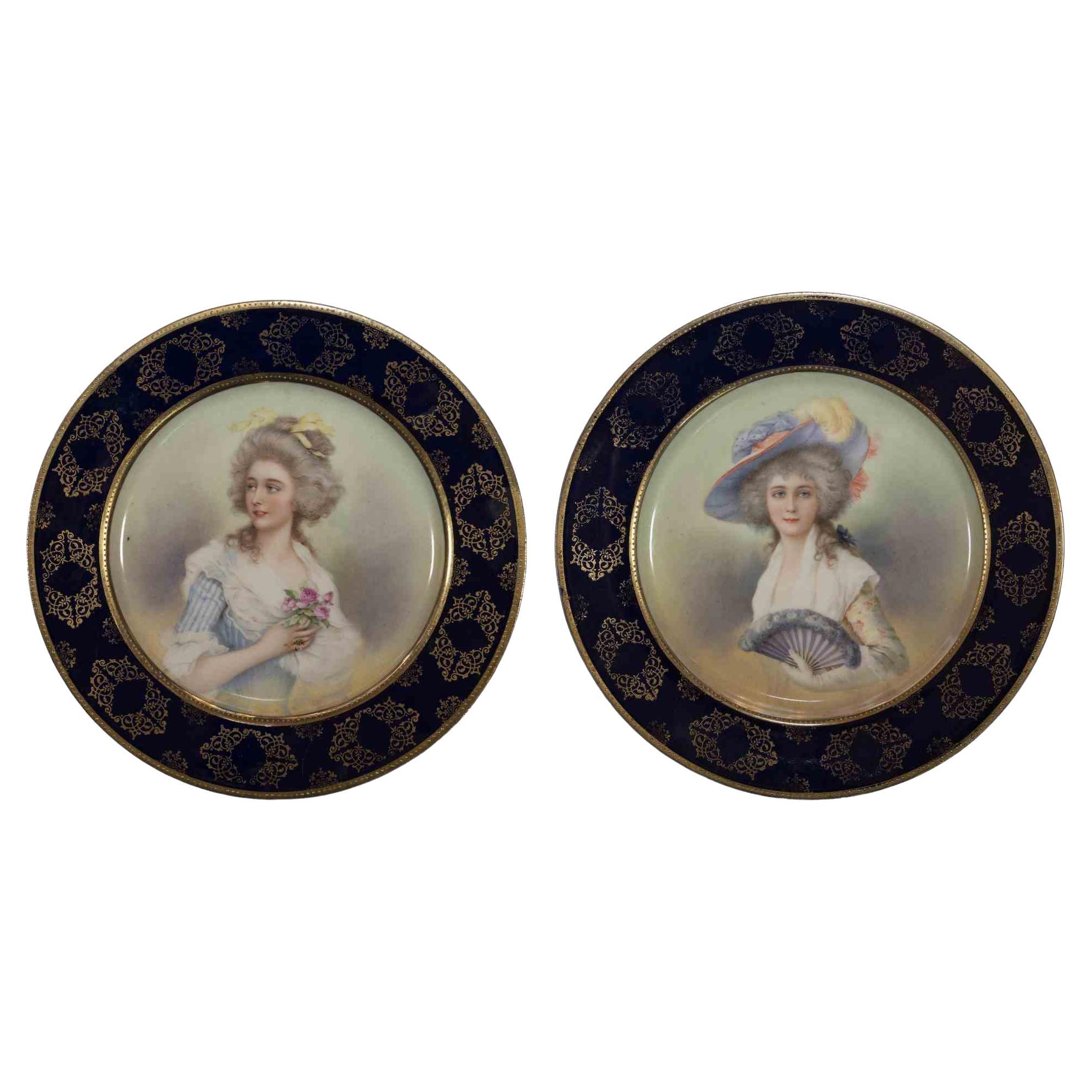 Pair of Decorated Plates, Early 20th Century For Sale