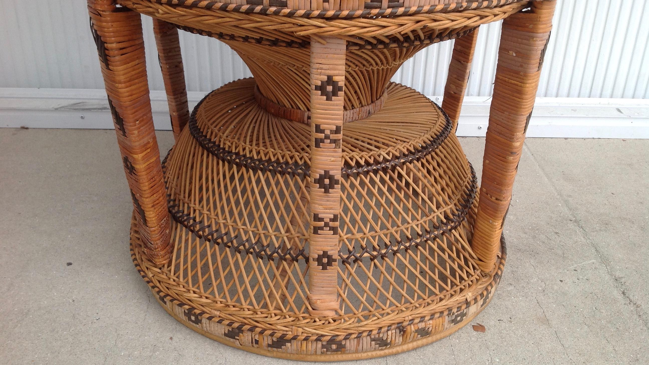 Pair of Decorated Woven Rattan Peacock Chairs 6
