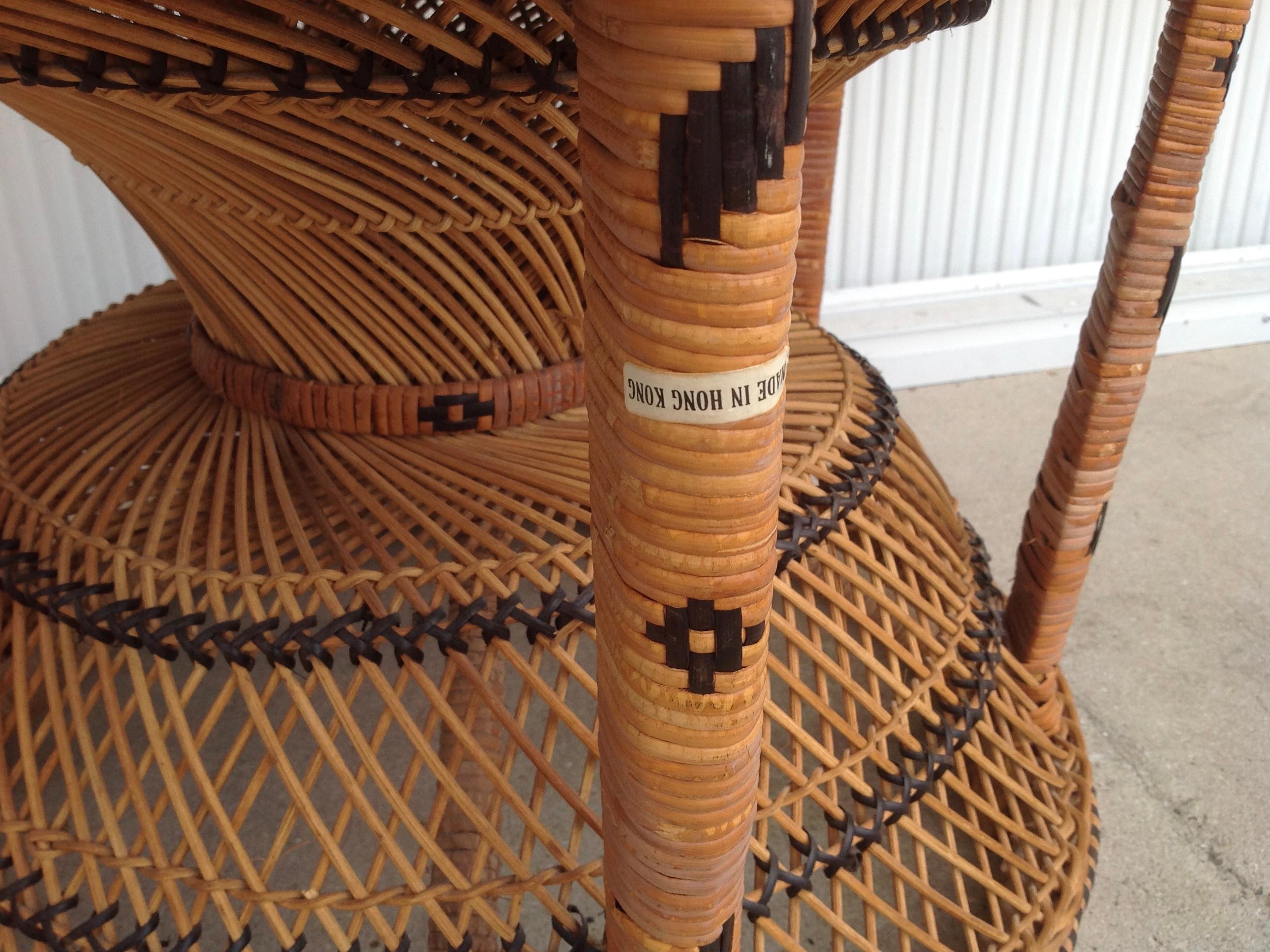 Pair of Decorated Woven Rattan Peacock Chairs 10