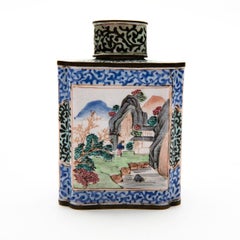 Pair of decorative 18th Century Hand-Painted Canton Enamel Tea Caddies