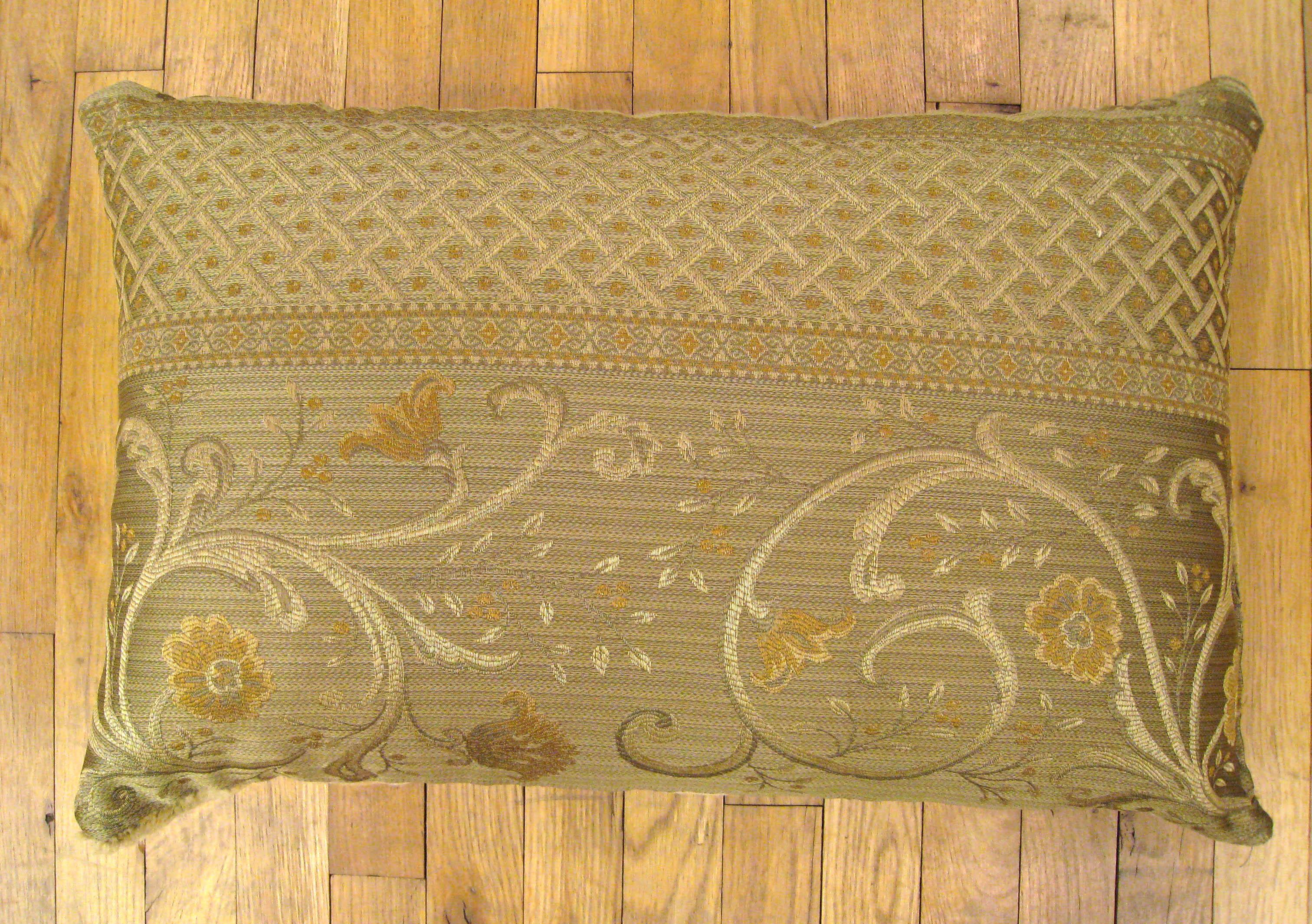 Pair of Decorative Antique European Savonnerie Carpet Pillows with Floral Design 5