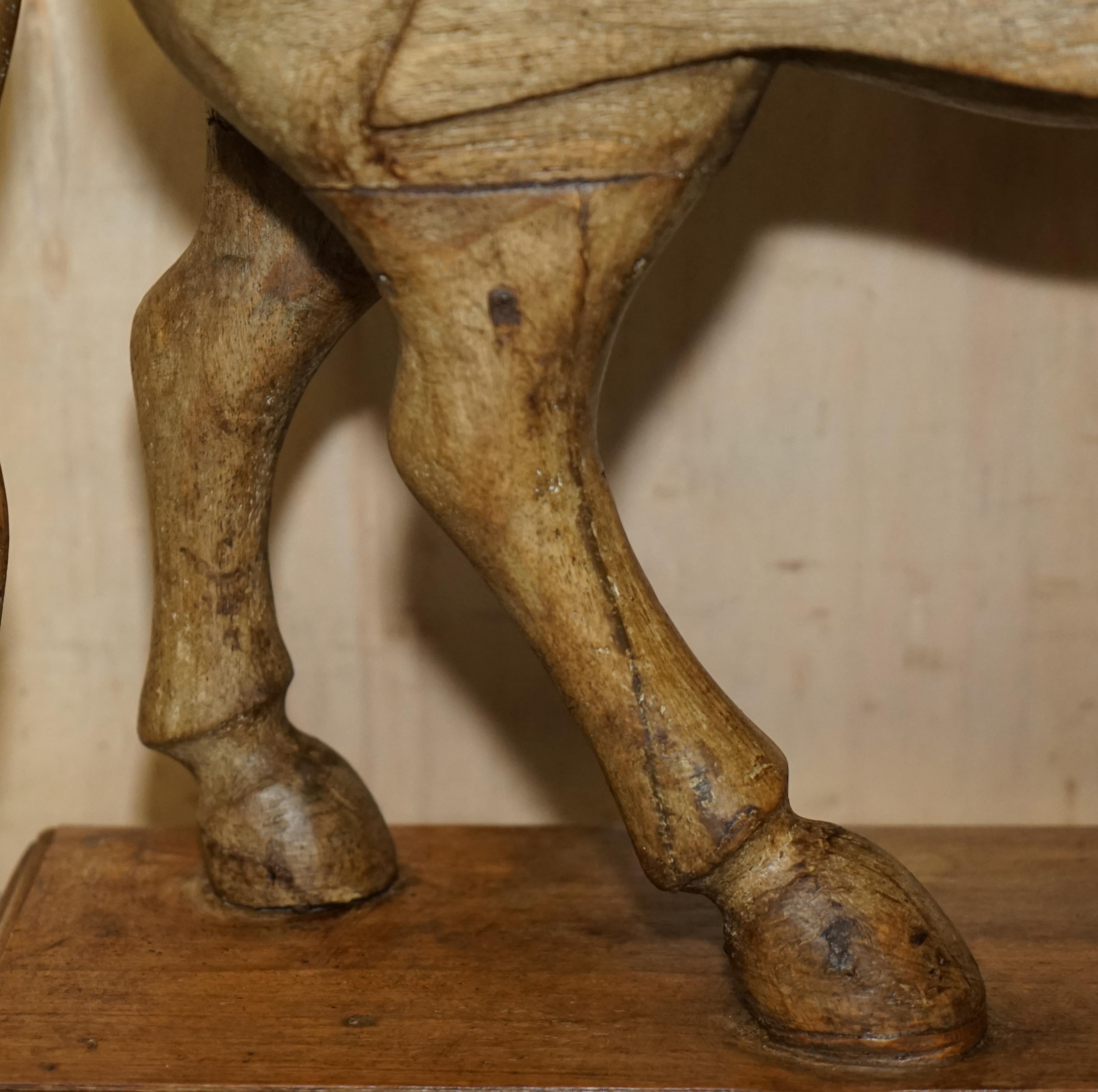 Pair of Decorative Antique Hand Carved Wooden Statues of a Lovely Horses For Sale 5