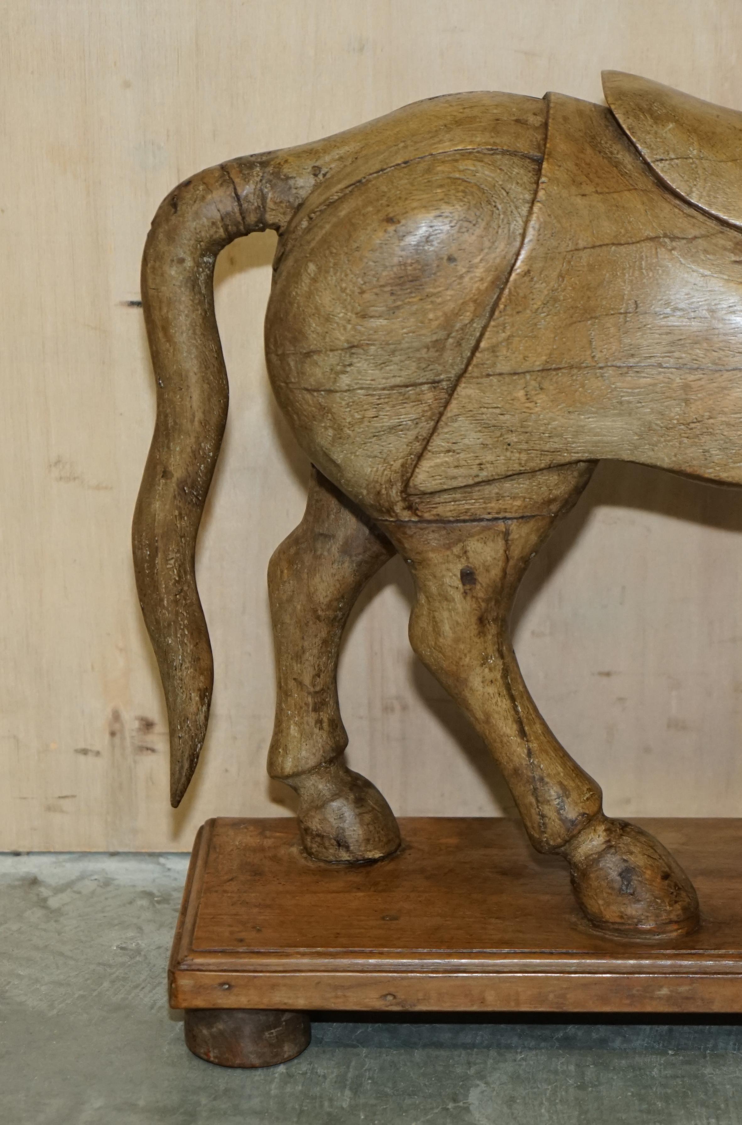 Pair of Decorative Antique Hand Carved Wooden Statues of a Lovely Horses For Sale 1