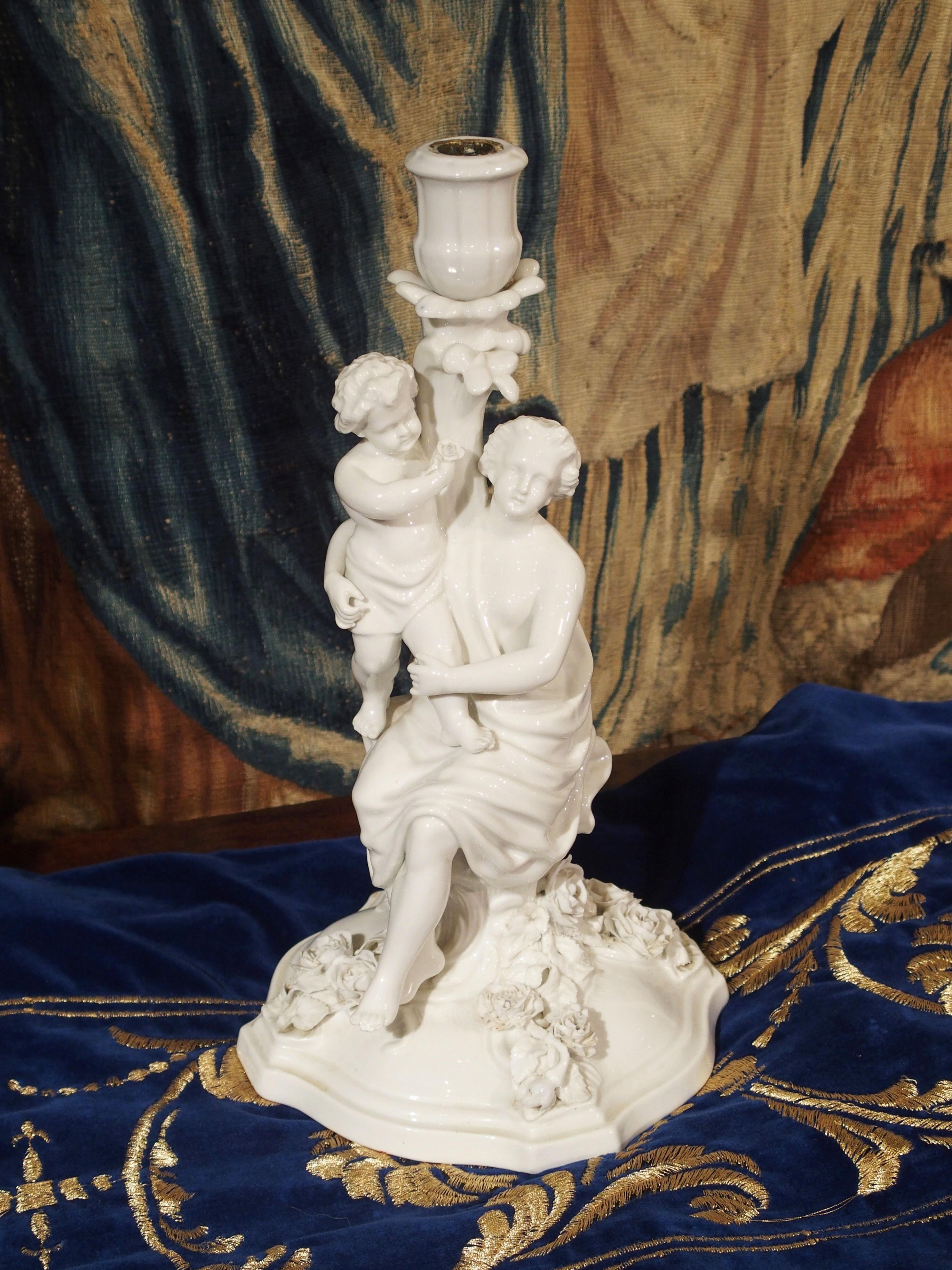 Pair of Decorative Antique Porcelain Candlestick Holders from Germany 11