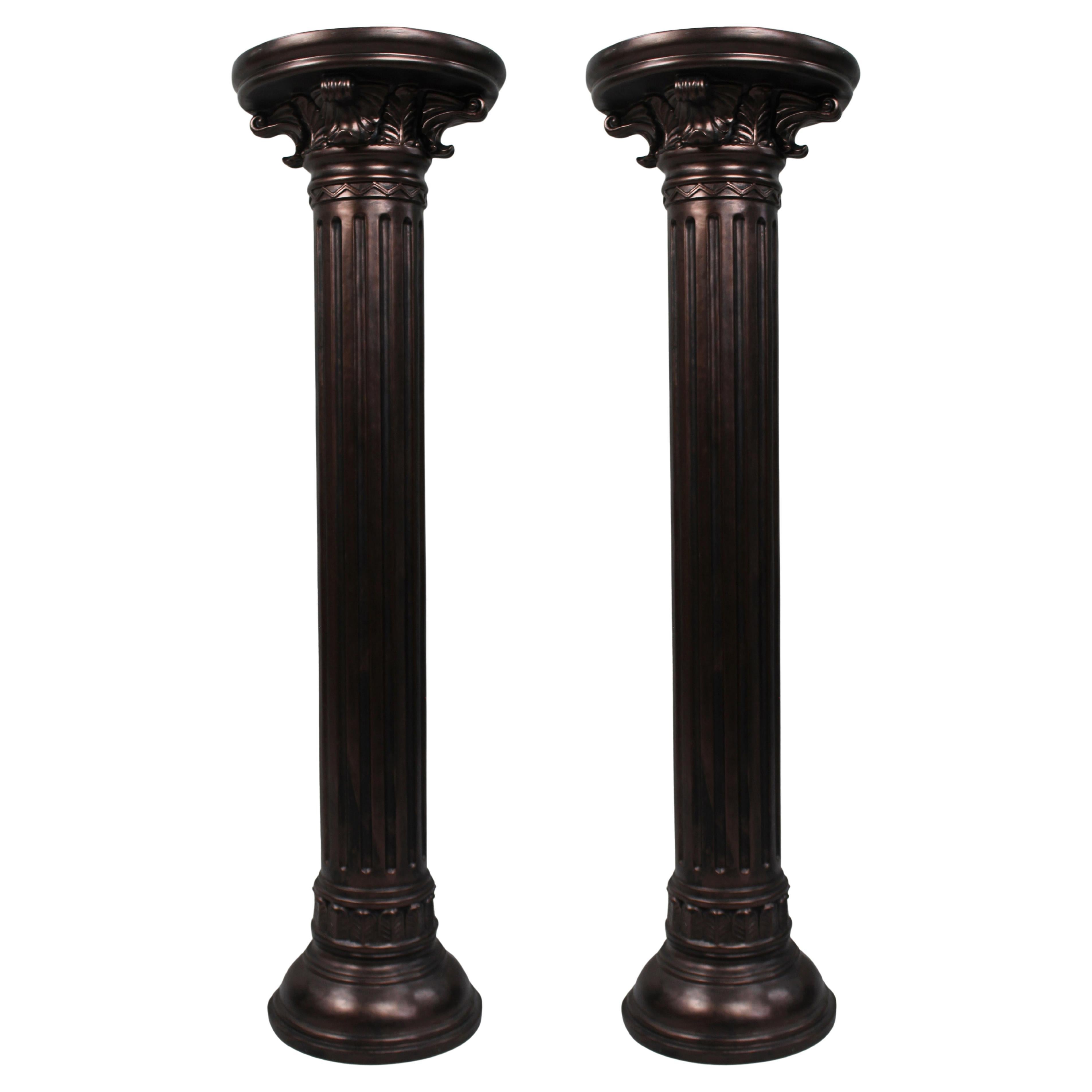 Pair of Decorative Antique Style Corinthian Pedestals For Sale