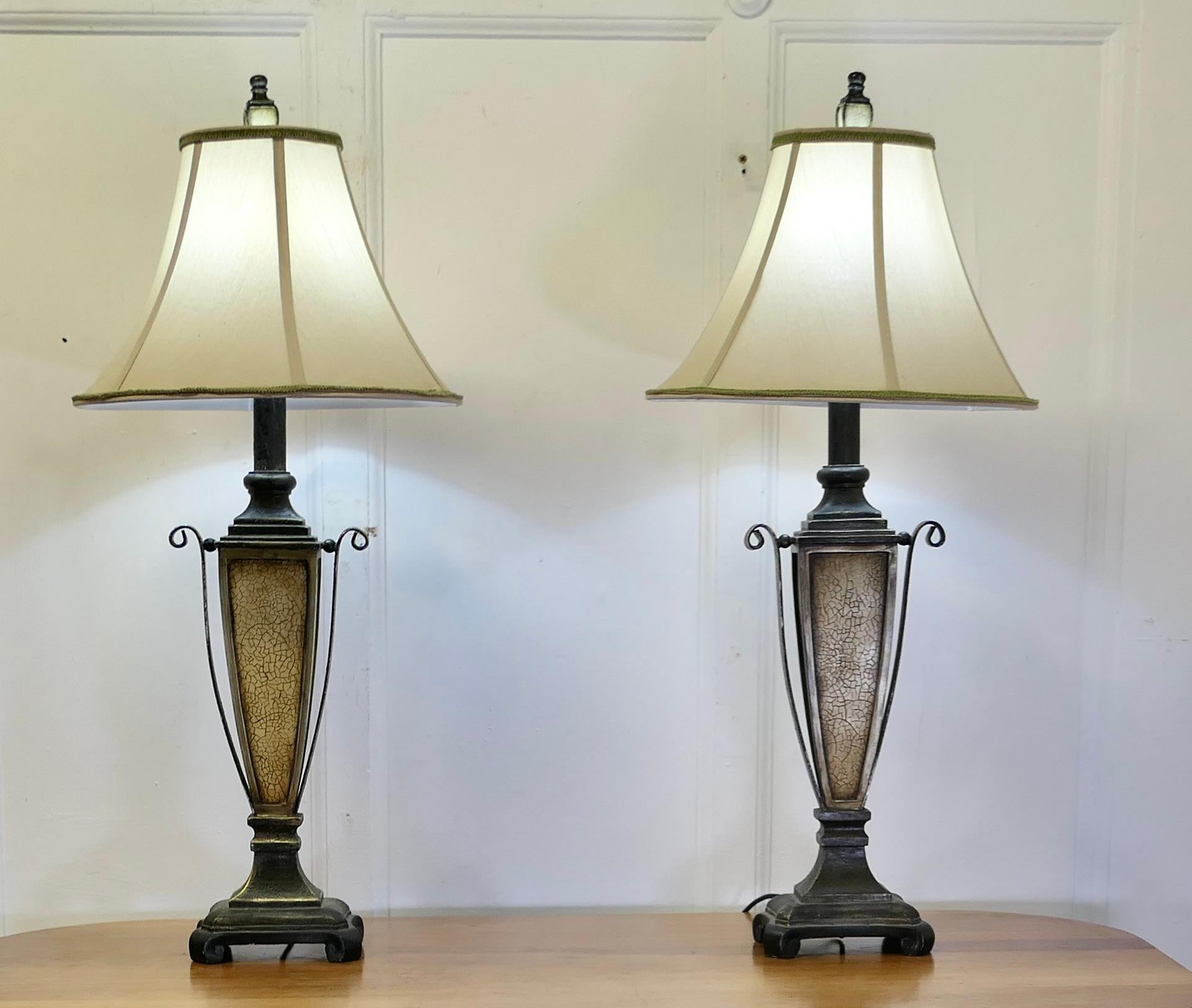 Adam Style Pair of Decorative Art Deco Style Table Lamps   An exciting pair of lamp For Sale