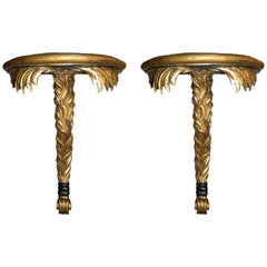 Pair of Decorative Brackets Gold and Ebony, 20th Century