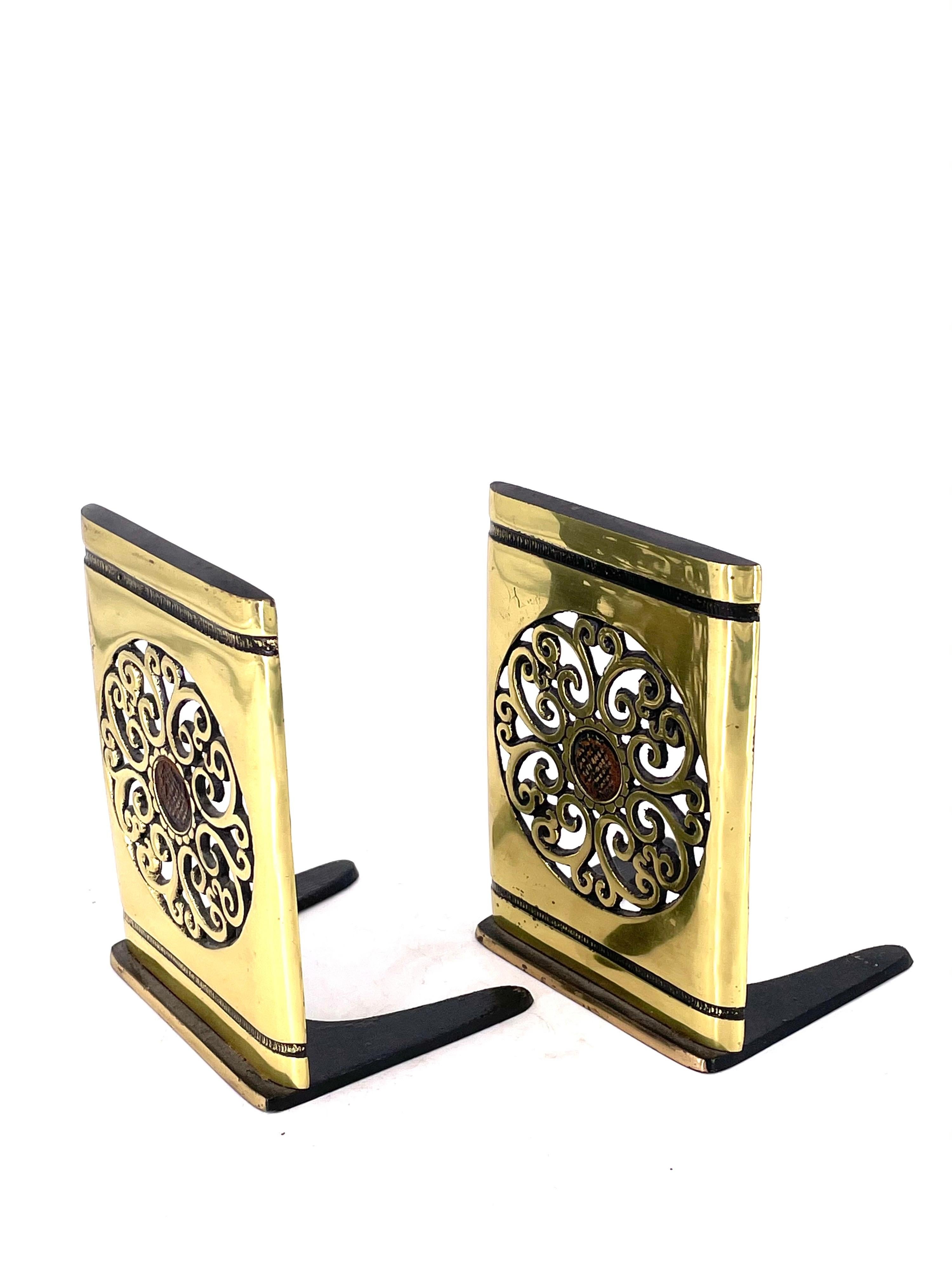Hollywood Regency Pair of Decorative Brass Bookends Made in Israel