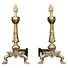 Pair of Decorative Brass Firedogs