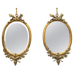 Antique Pair of Decorative Brass Framed Mirrors