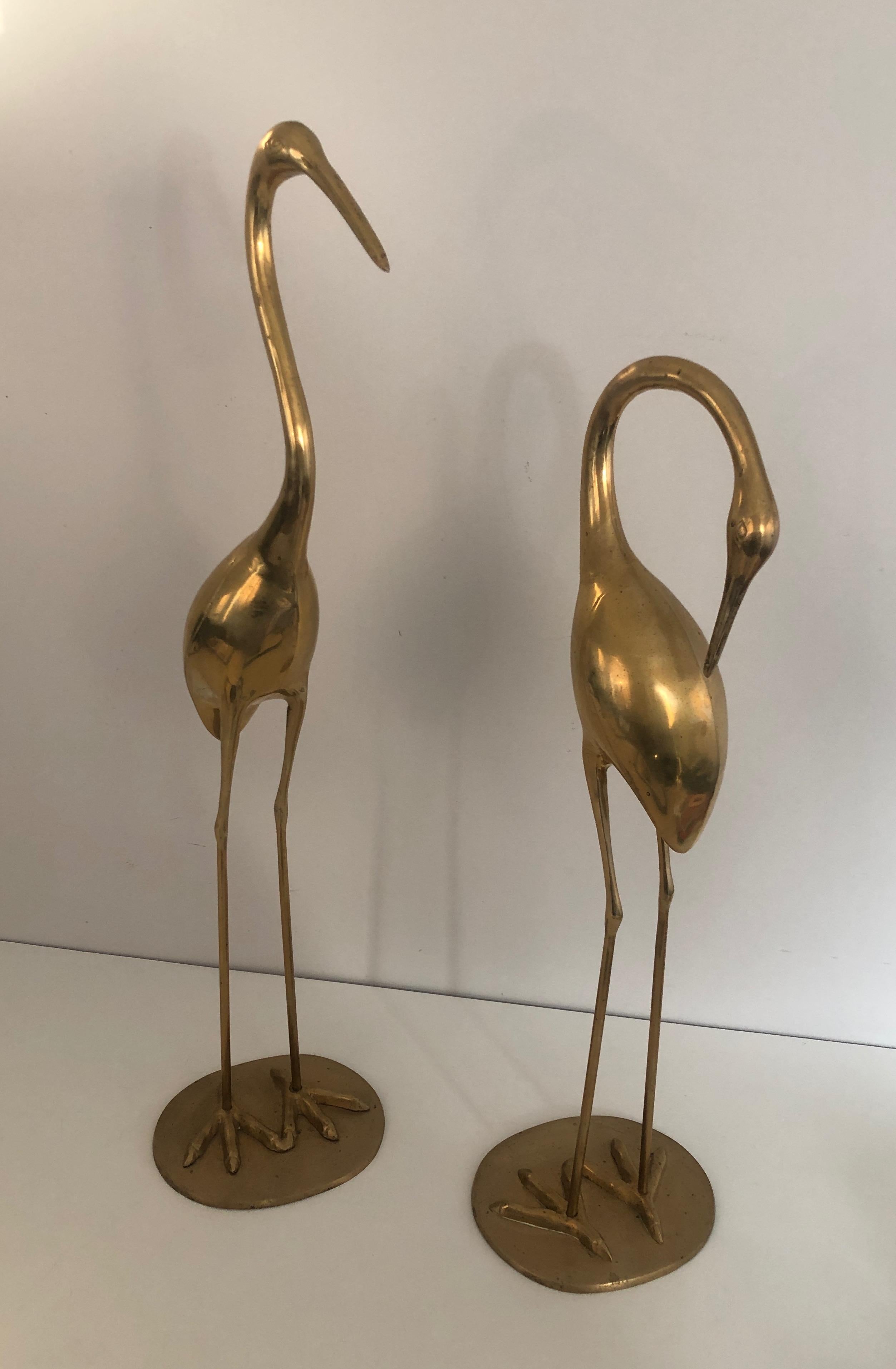 Pair of Decorative Brass Herons, French, Circa 1970 6